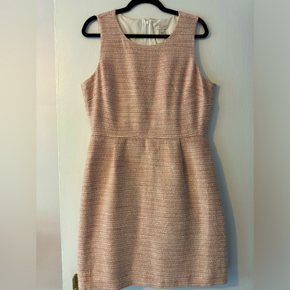 J. Crew Pink Tweed Sleeveless Sheath Dress